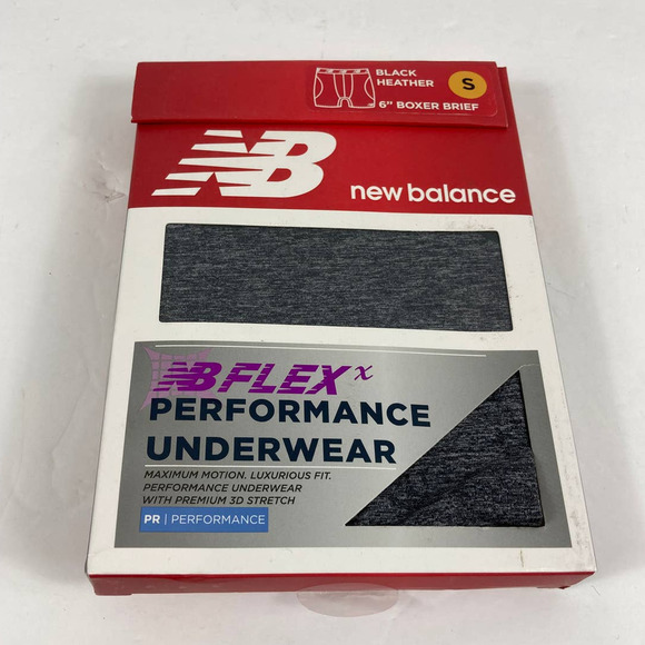 NIB New Balance Flex Performance Underwear 6" Boxer Brief Black heather S - Picture 1 of 1